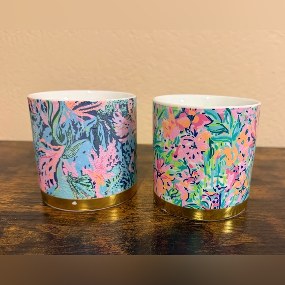 Lilly Pulitzer Other - Lilly Pulitzer Colorful Floral Mugs with Gold Accents